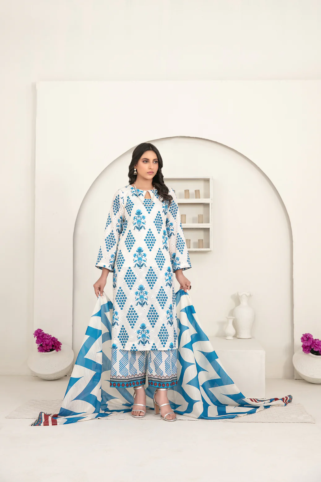 Raniya Stitched Emb Printed Swiss lawn [D-1002]