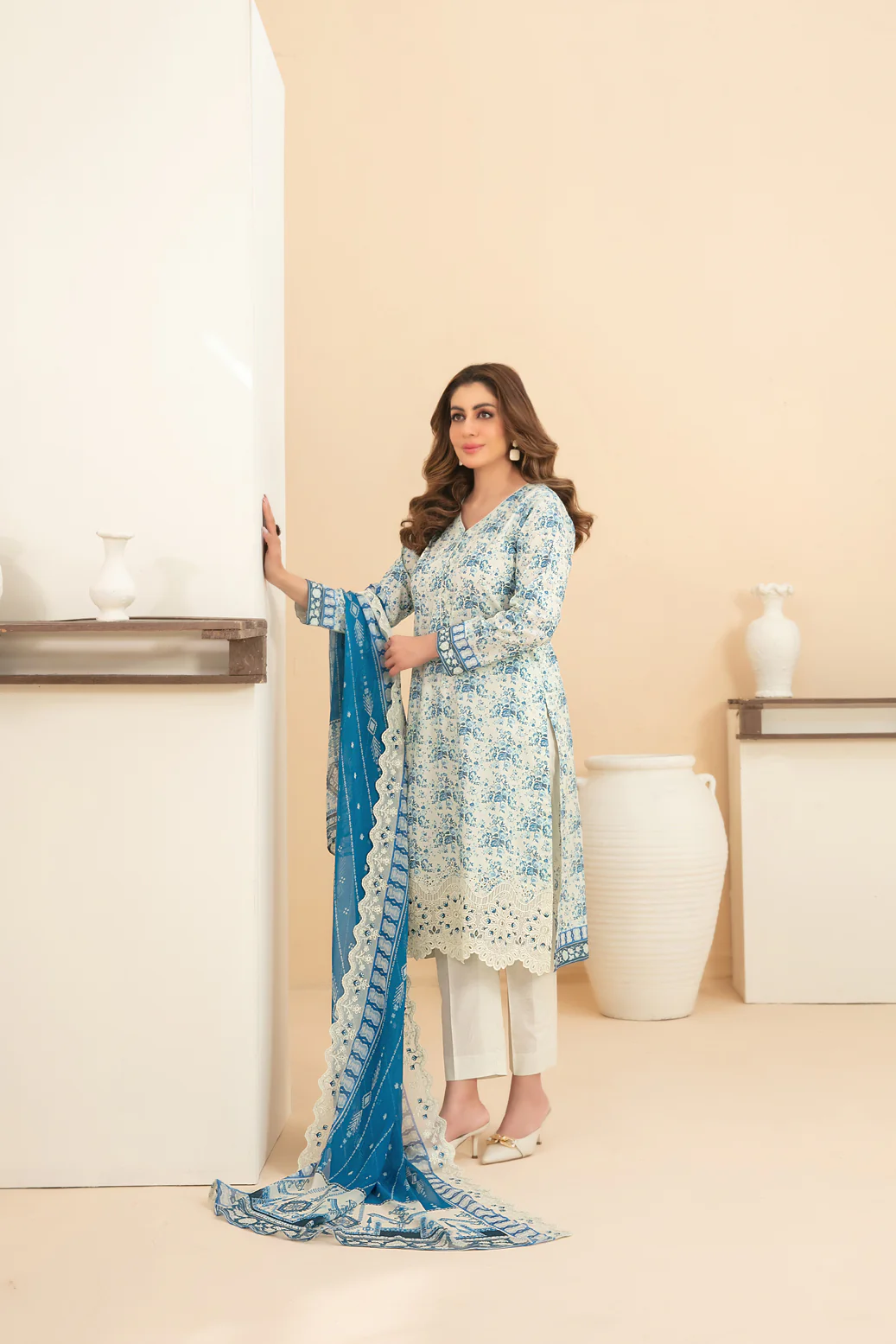Saalihah 3pcs Un-Stitched Emb Printed Lawn [D-1119] - Image 2