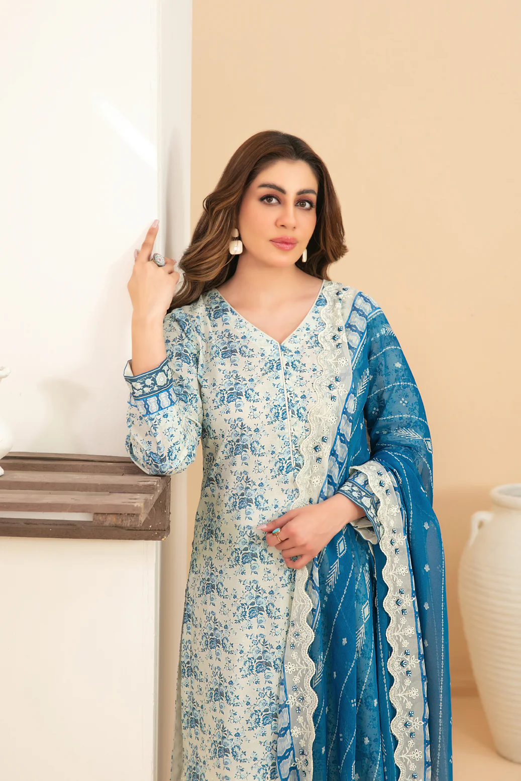 Saalihah 3pcs Un-Stitched Emb Printed Lawn [D-1119] - Image 3