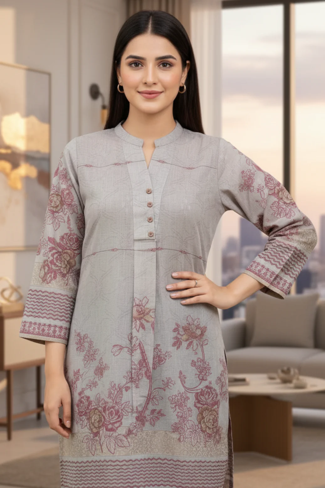 RANGOLI 1-PC Jacquard Lawn KURTI [CODE D-1122] - Image 2