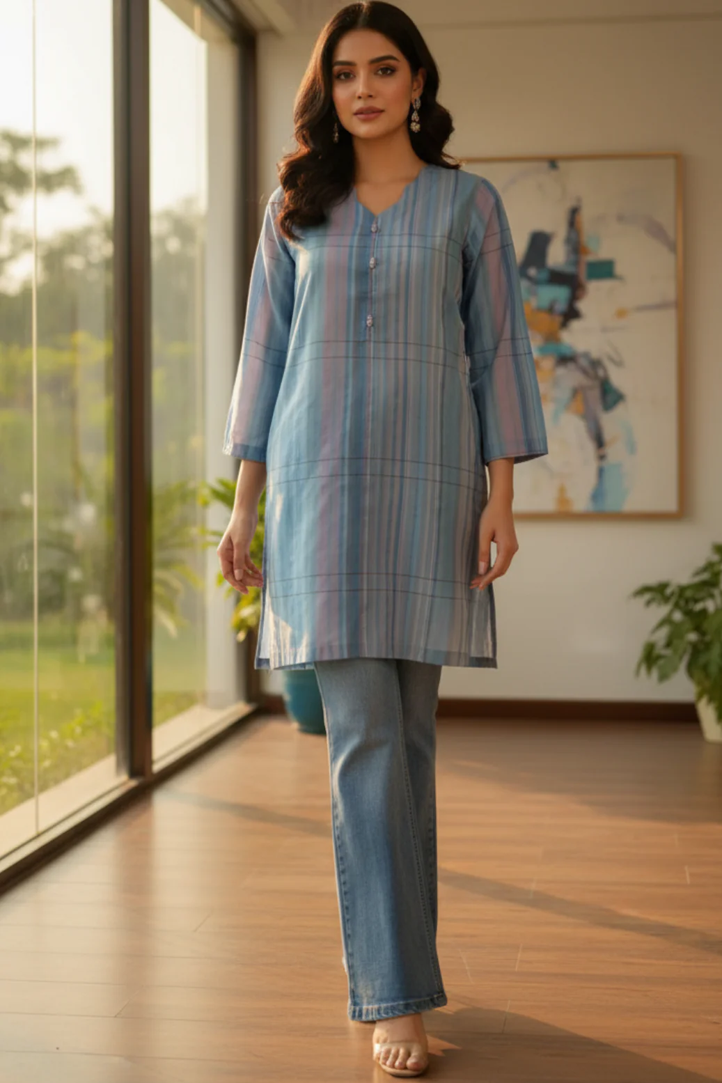 RANGOLI 1-PC Jacquard Lawn KURTI [CODE D-1125]