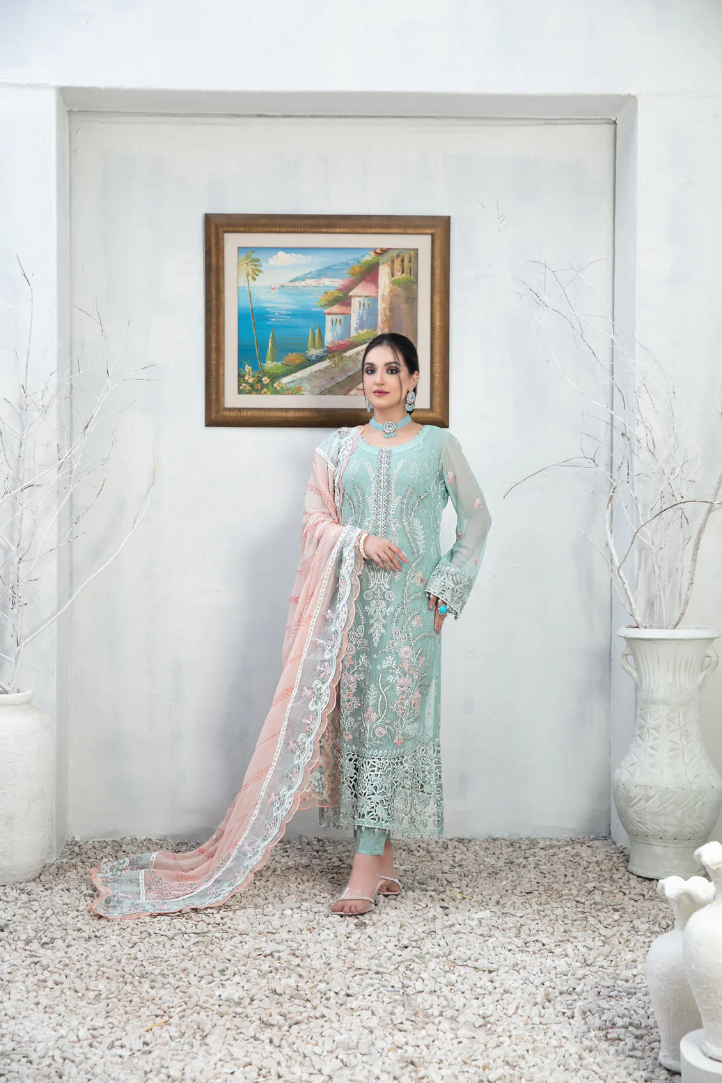 Alsaba 3pcs Stiched Fancy Emb Chiffon [D-1346]