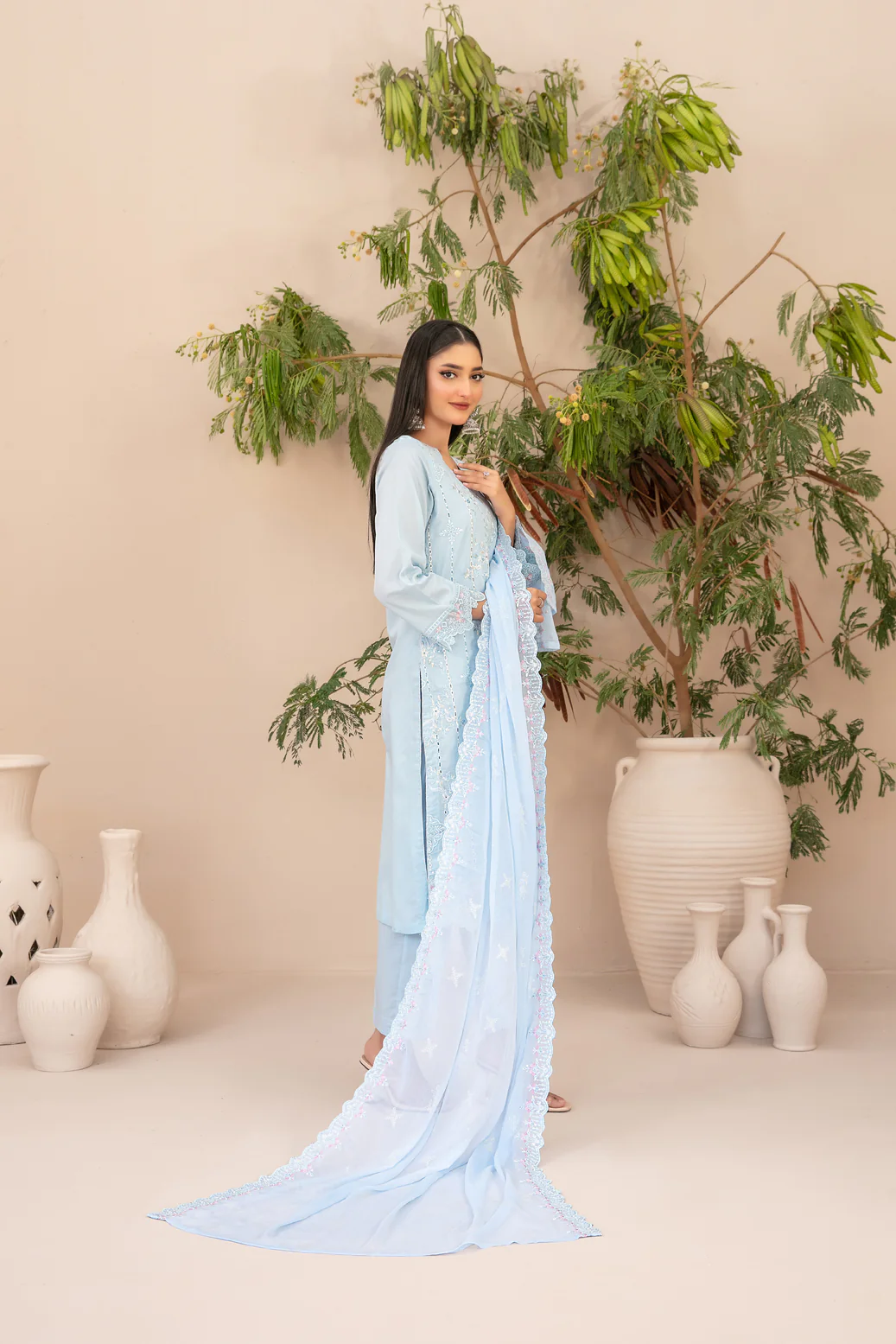 Simay 3pcs Stitched Emb Lawn [D-1448] - Image 2