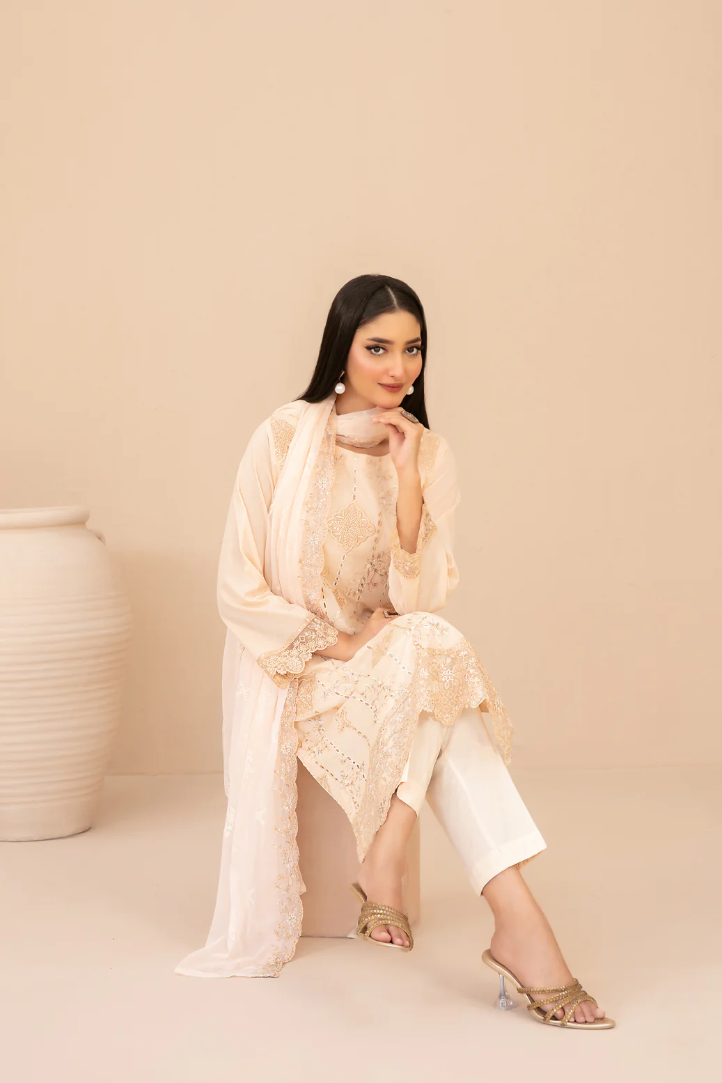 Simay 3pcs Stitched Emb Lawn [D-1453] - Image 3