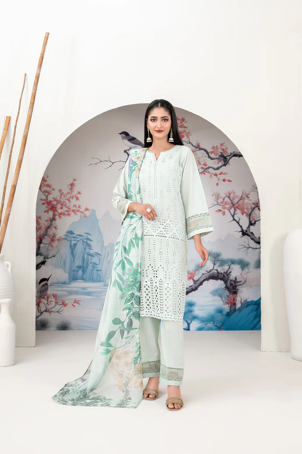 Mehrak 3pcs Stitched Schiffli Emb Lawn [D-1467]