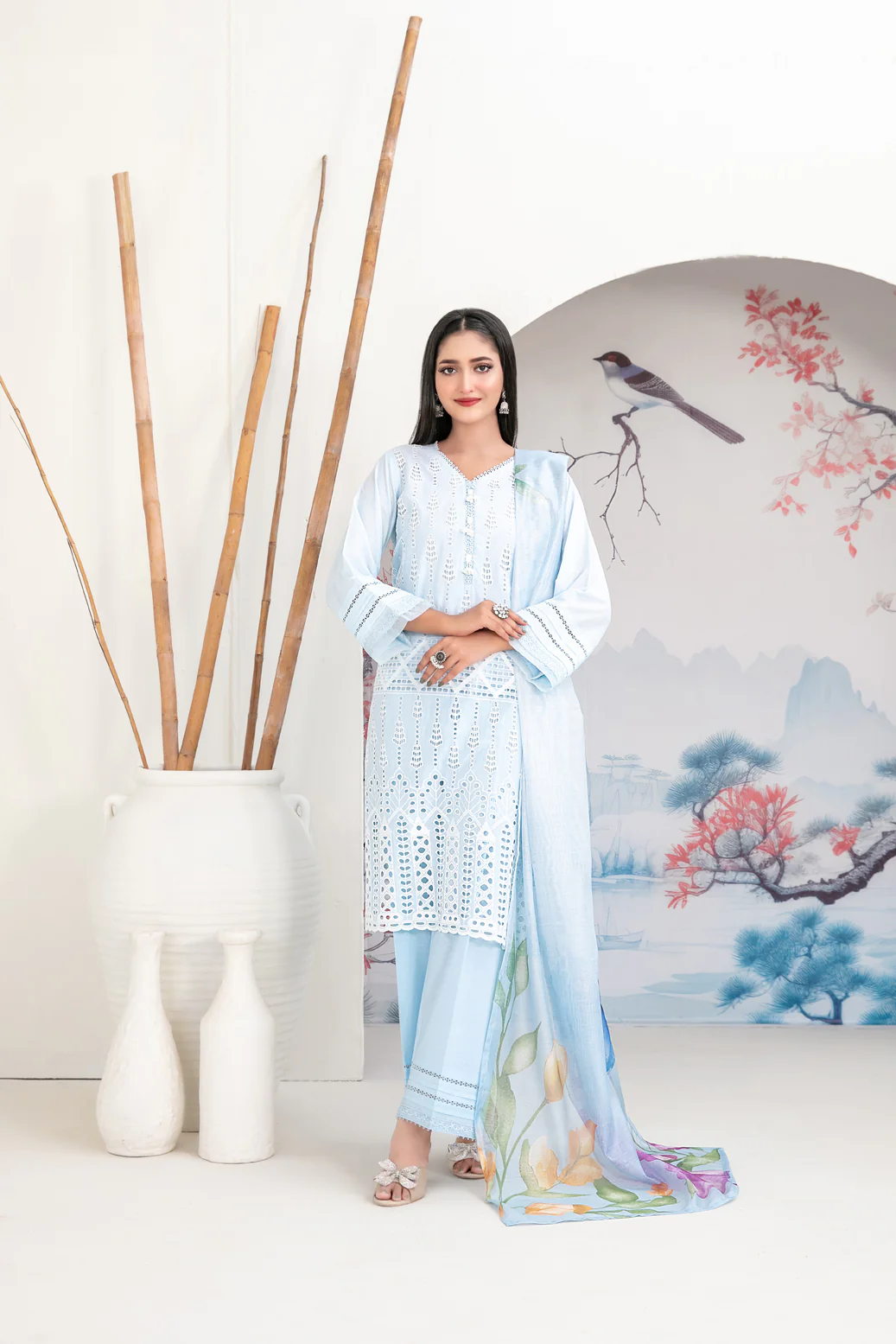 Mehrak 3pcs Stitched Schiffli Emb Lawn [D-1470]