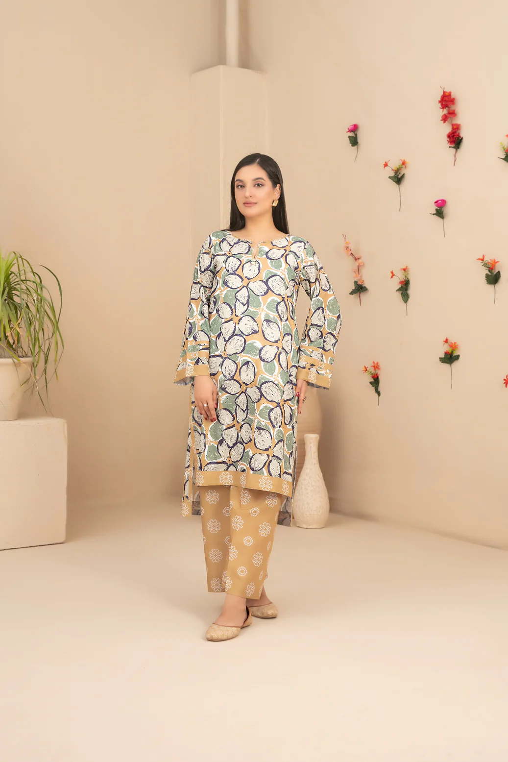 Dilfa With Khussa 2pcs Stitched Emb Printed Swiss [D-1547]