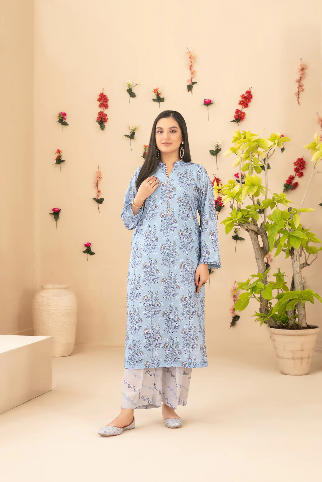 Dilfa With Khussa 2pcs Stitched Emb Printed Swiss [D-1548]