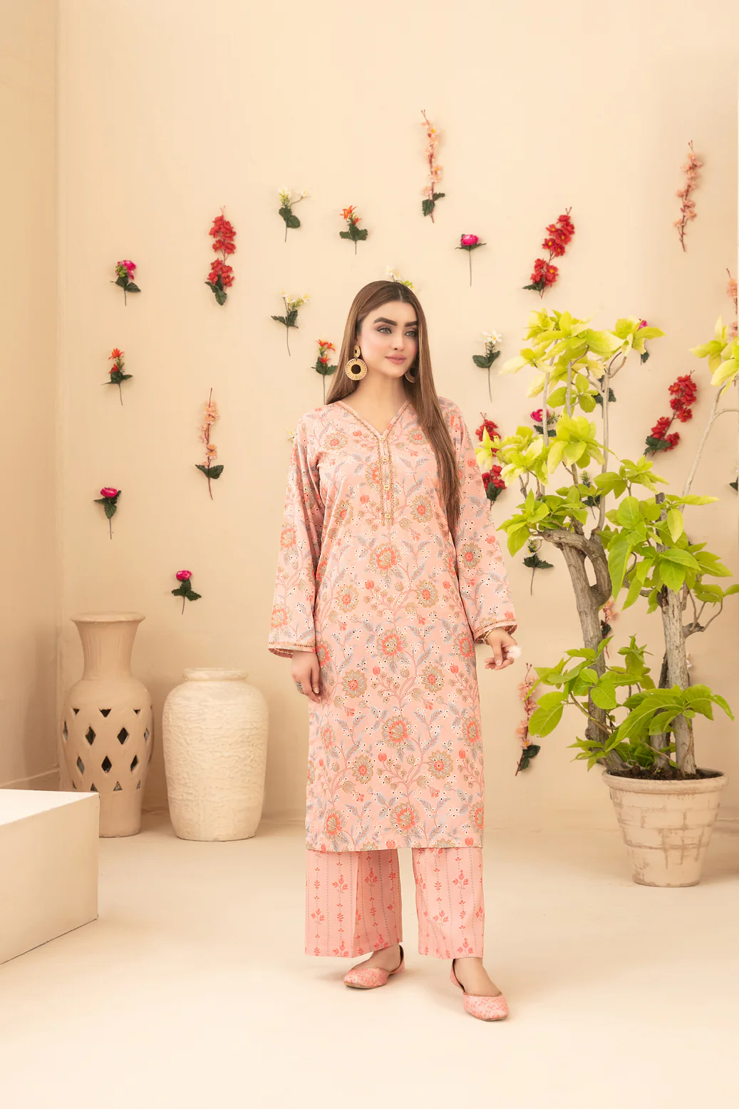 Dilfa With Khussa 2pcs Stitched Emb Printed Swiss [D-1551]