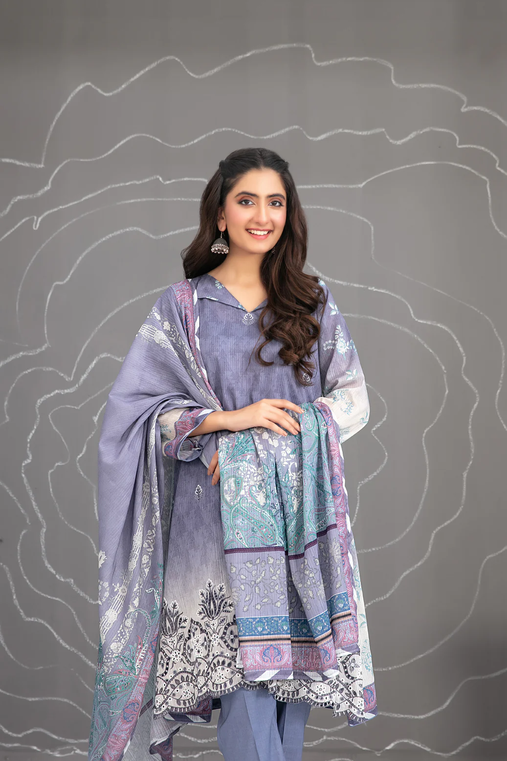 Soley 3pcs Un-Stitched Emb Printed Lawn [D-1563] - Image 3
