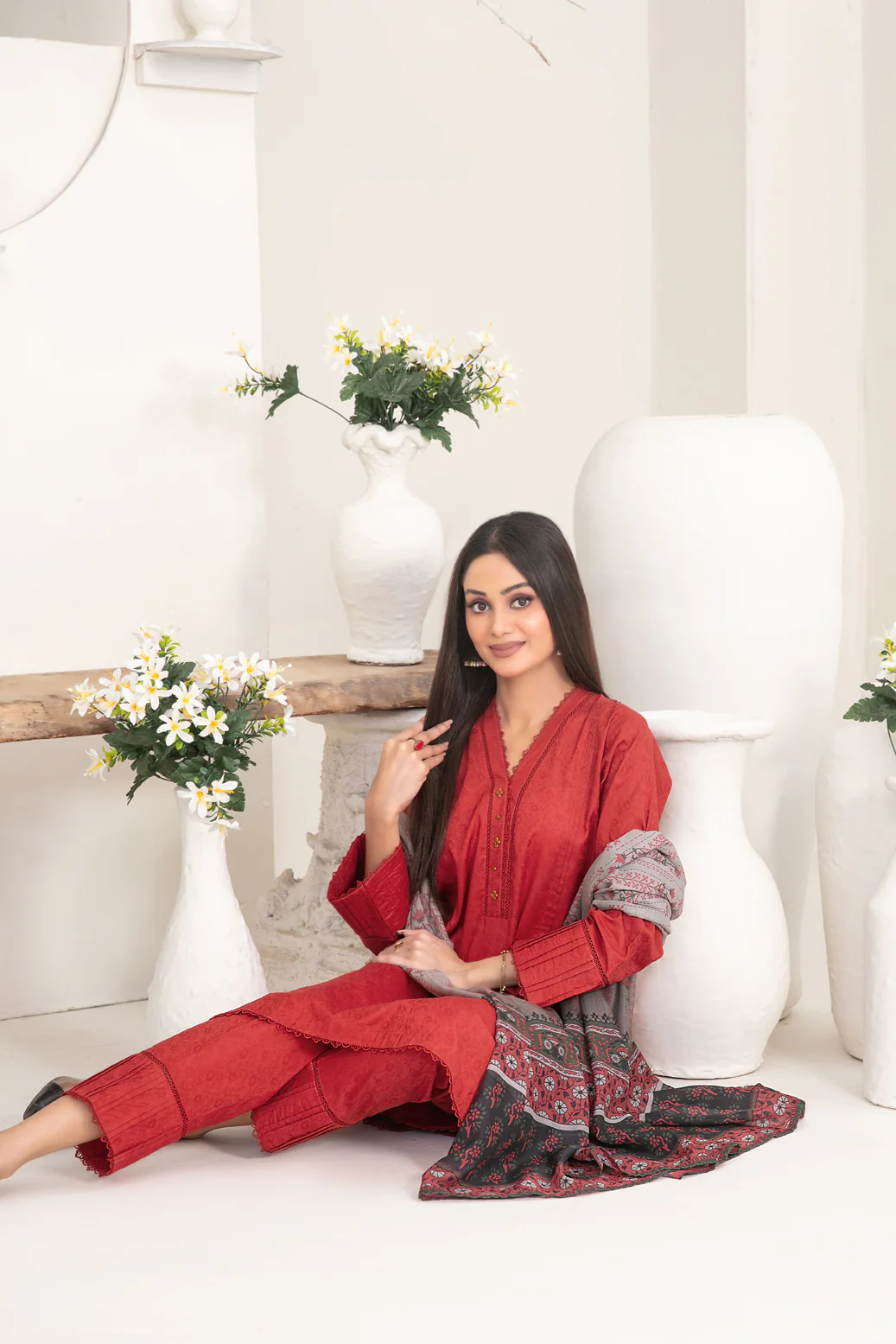 Berna Vol-3 3pcs Stitched Cotton Jacquard [D-1662] - Image 3