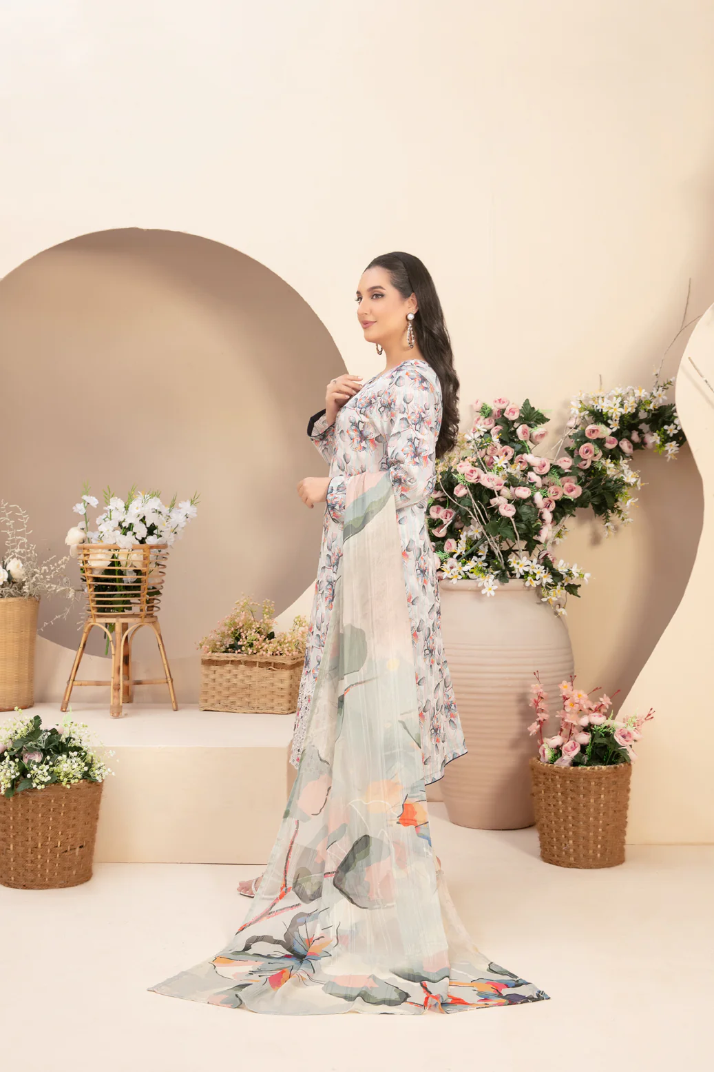 Buhaisa 3pcs Un-Stitched Emb Printed Lawn [D-1762] - Image 2