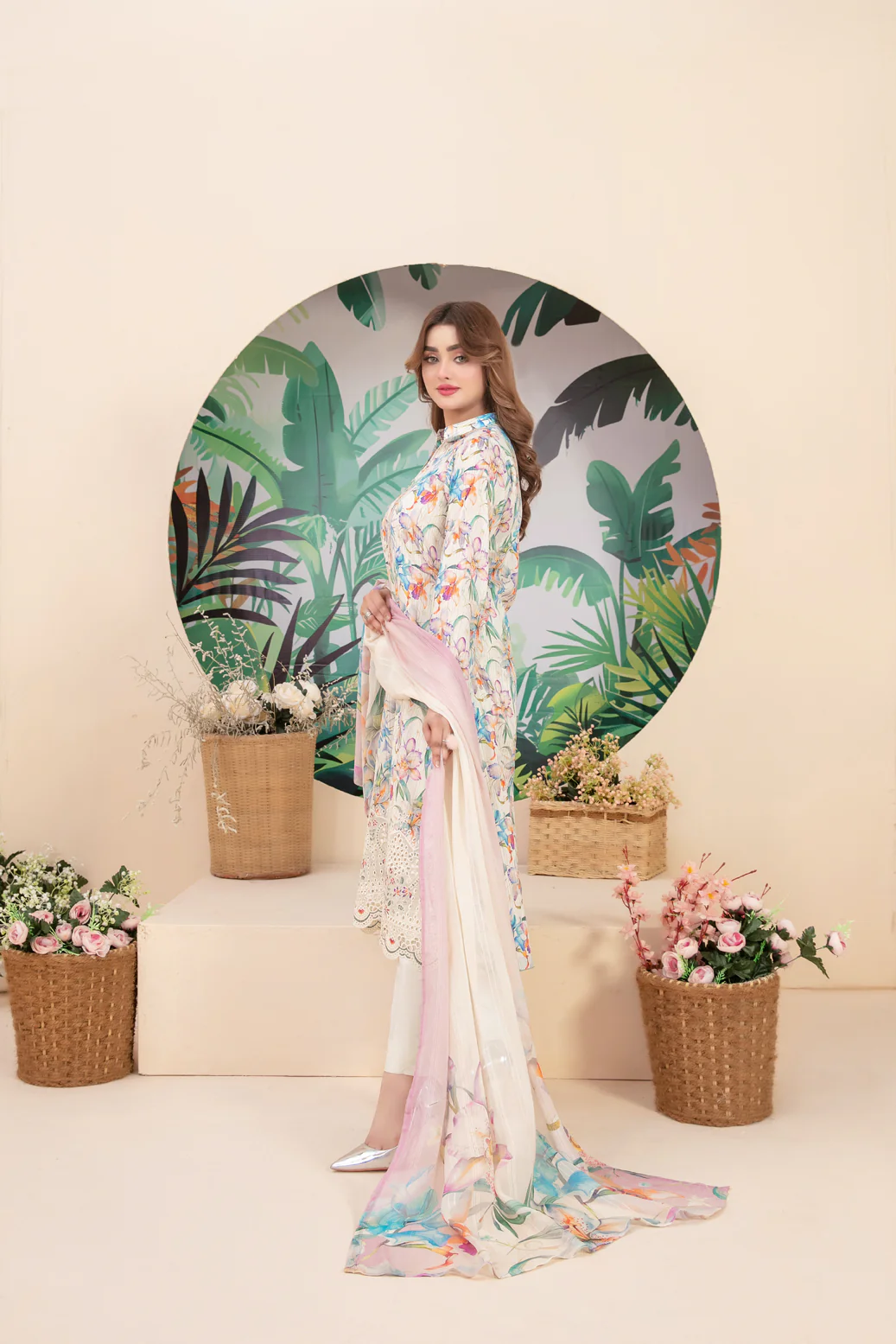 Buhaisa 3pcs Un-Stitched Emb Printed Lawn [D-1764] - Image 2
