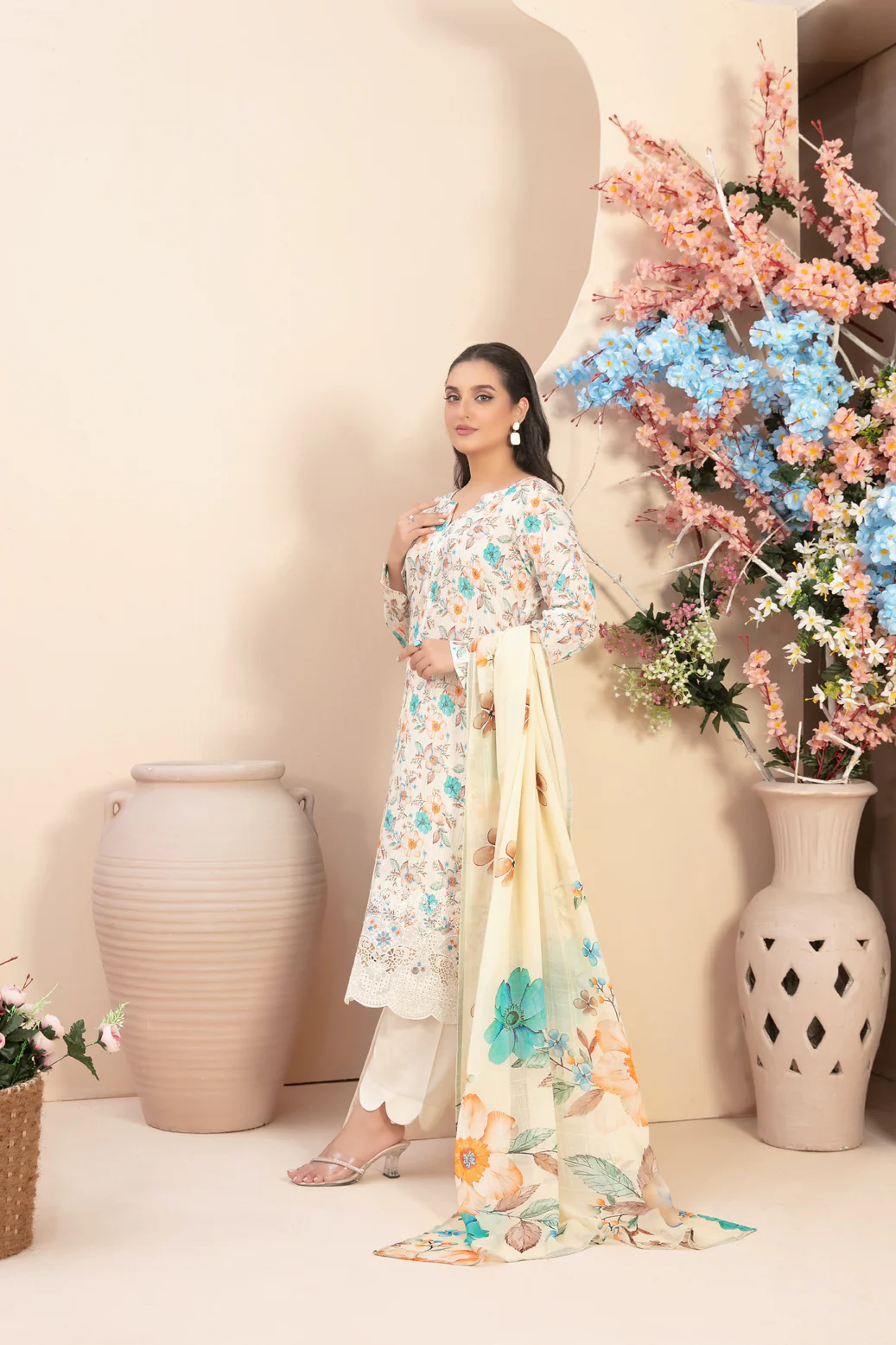 Buhaisa 3pcs Un-Stitched Emb Printed Lawn [D-1768] - Image 2
