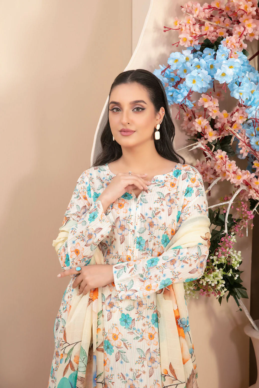 Buhaisa 3pcs Un-Stitched Emb Printed Lawn [D-1768] - Image 3