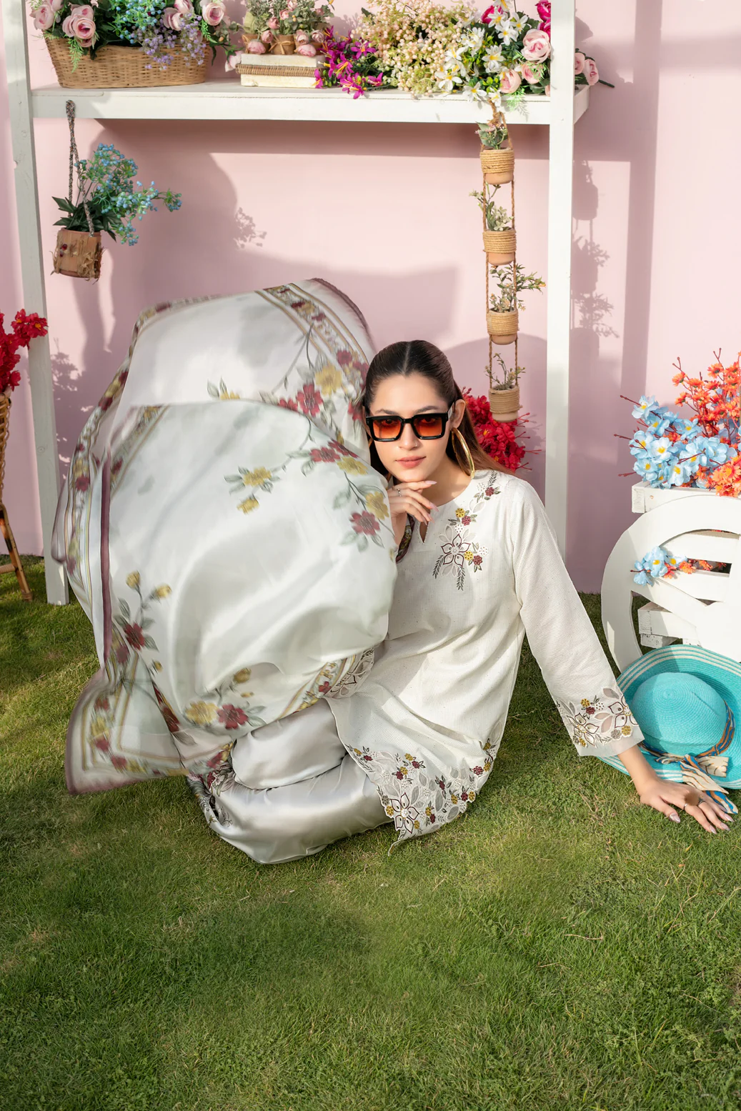 Zerlin 3pcs Stitched Emb Khaadi Lawn [D-1793] - Image 3