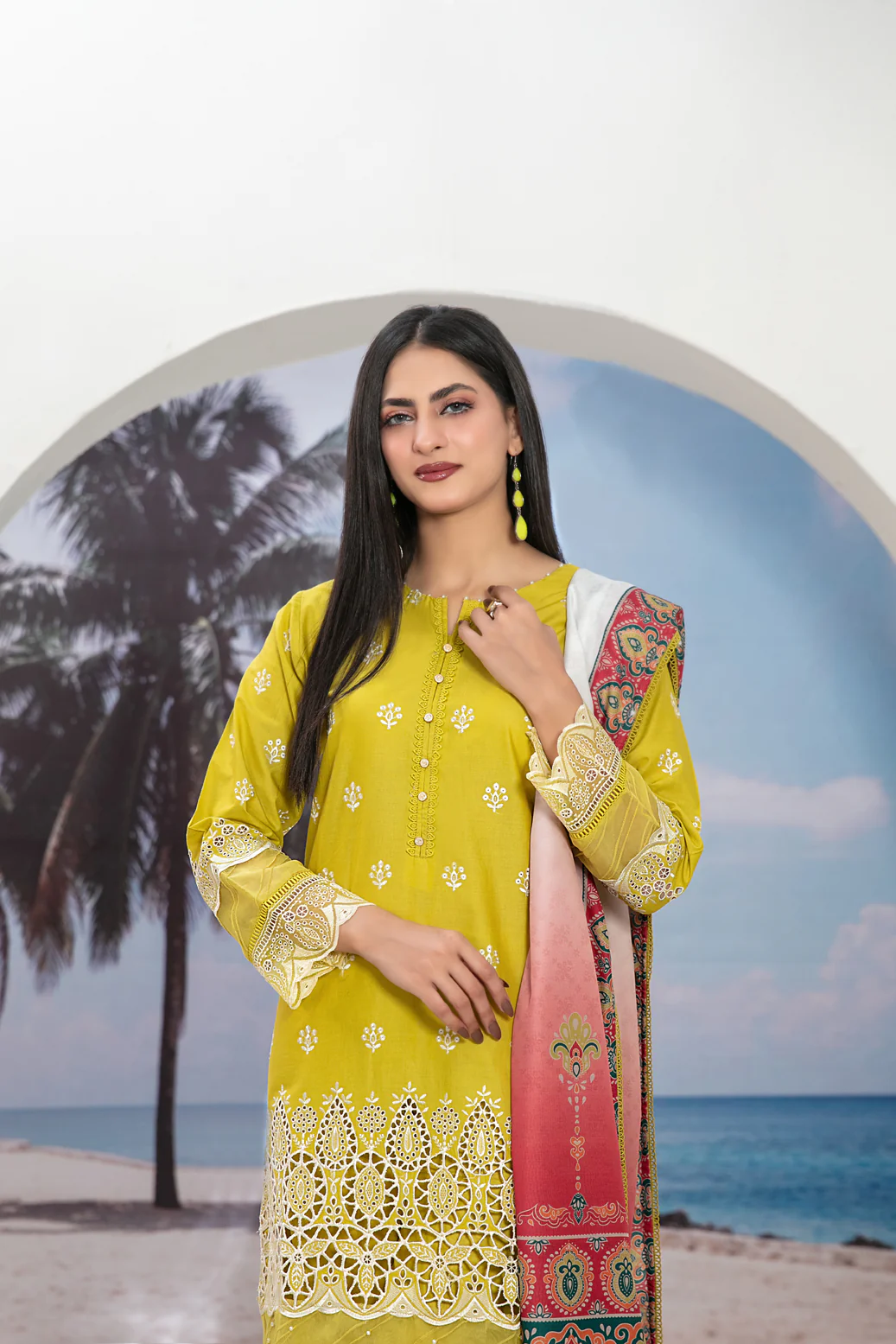 Zeyda 3pcs Stitched Schiffli Emb Lawn [D-1850] - Image 2