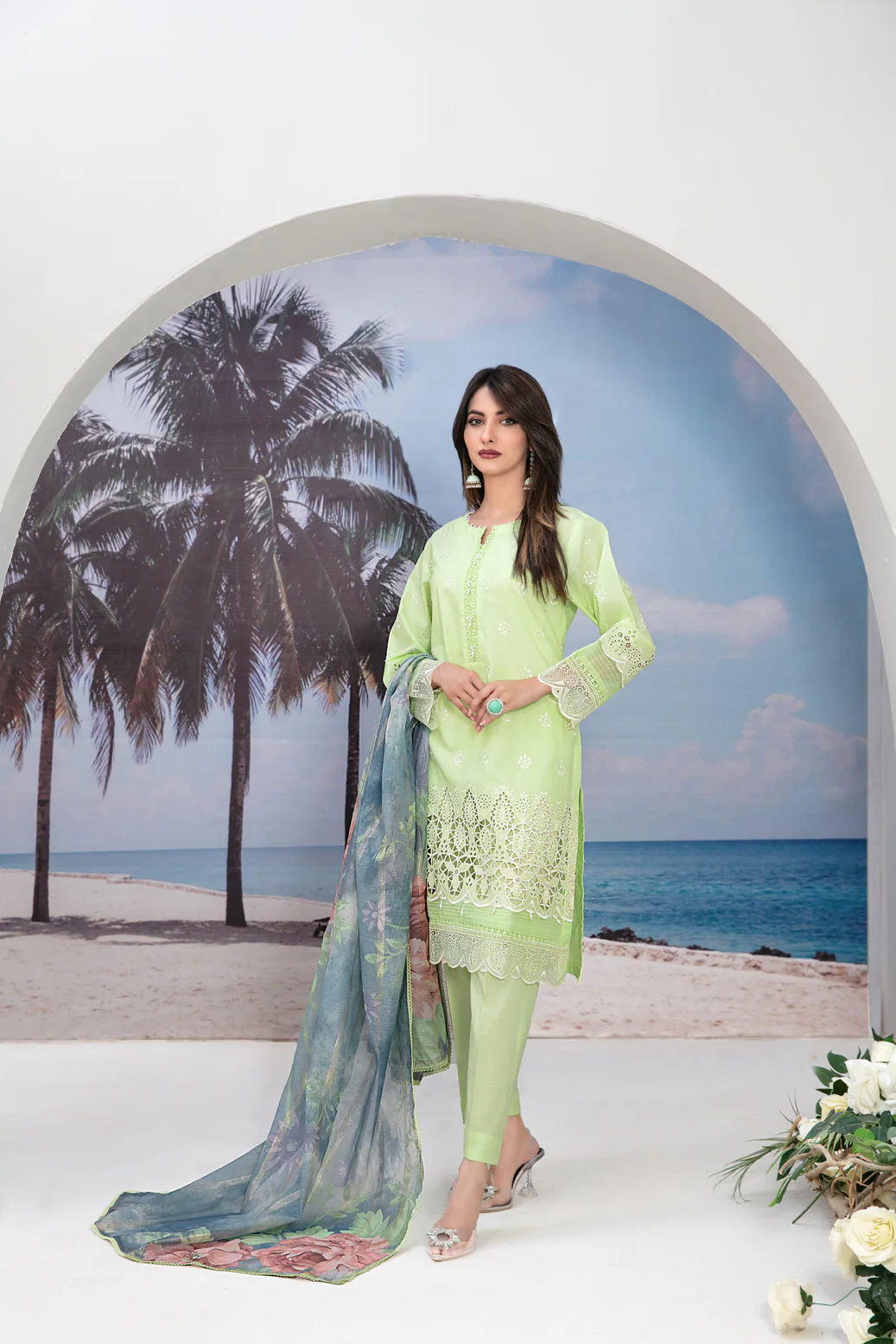 Zeyda 3pcs Stitched Schiffli Emb Lawn [D-1855]