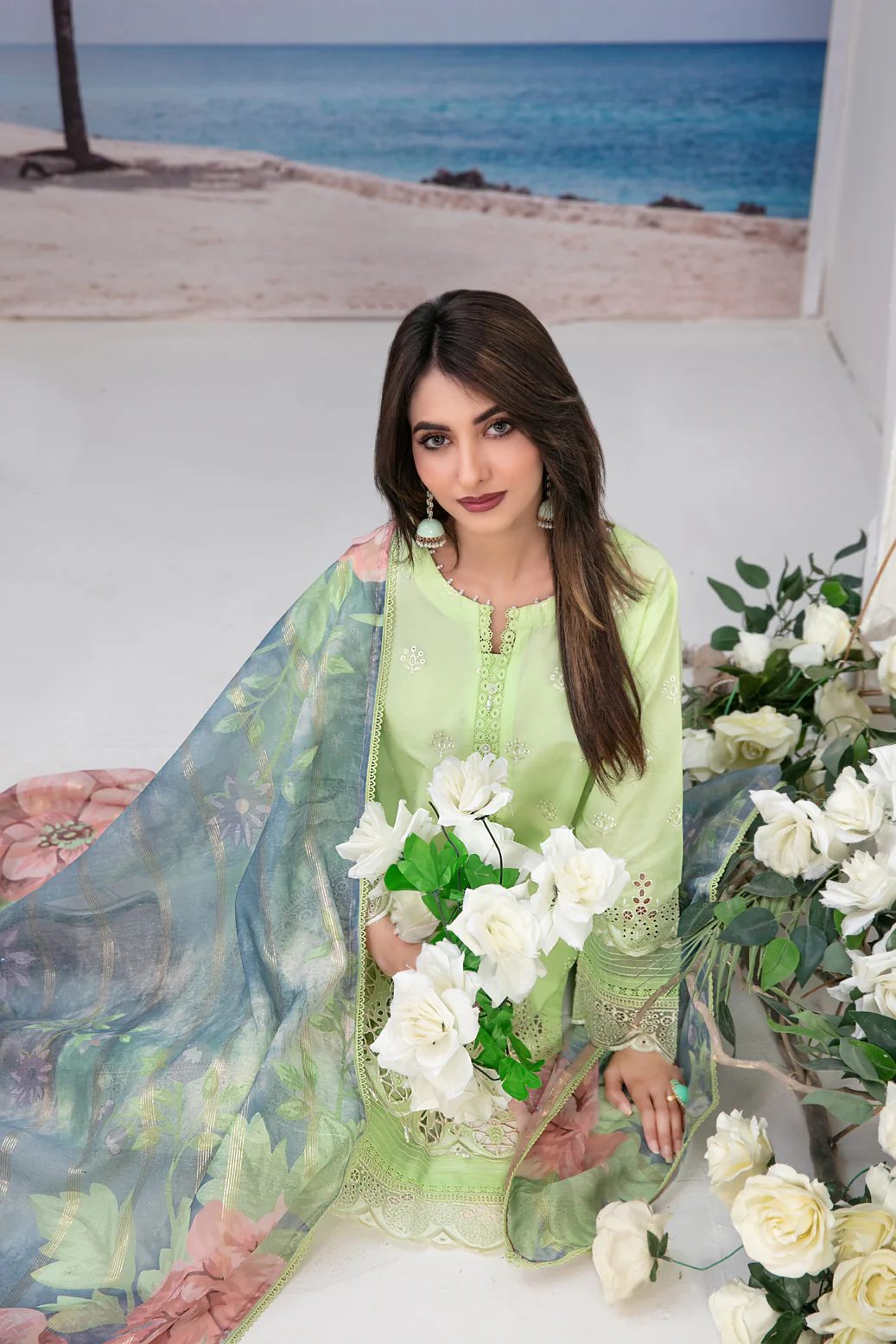 Zeyda 3pcs Stitched Schiffli Emb Lawn [D-1855] - Image 2