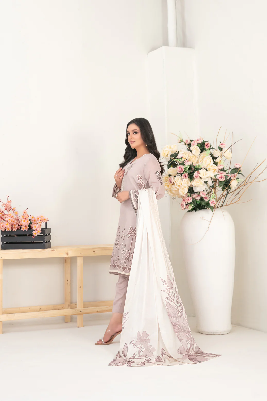 Salwa 3pcs Stitched Emb Cotton Khaddi [D-2064] - Image 2