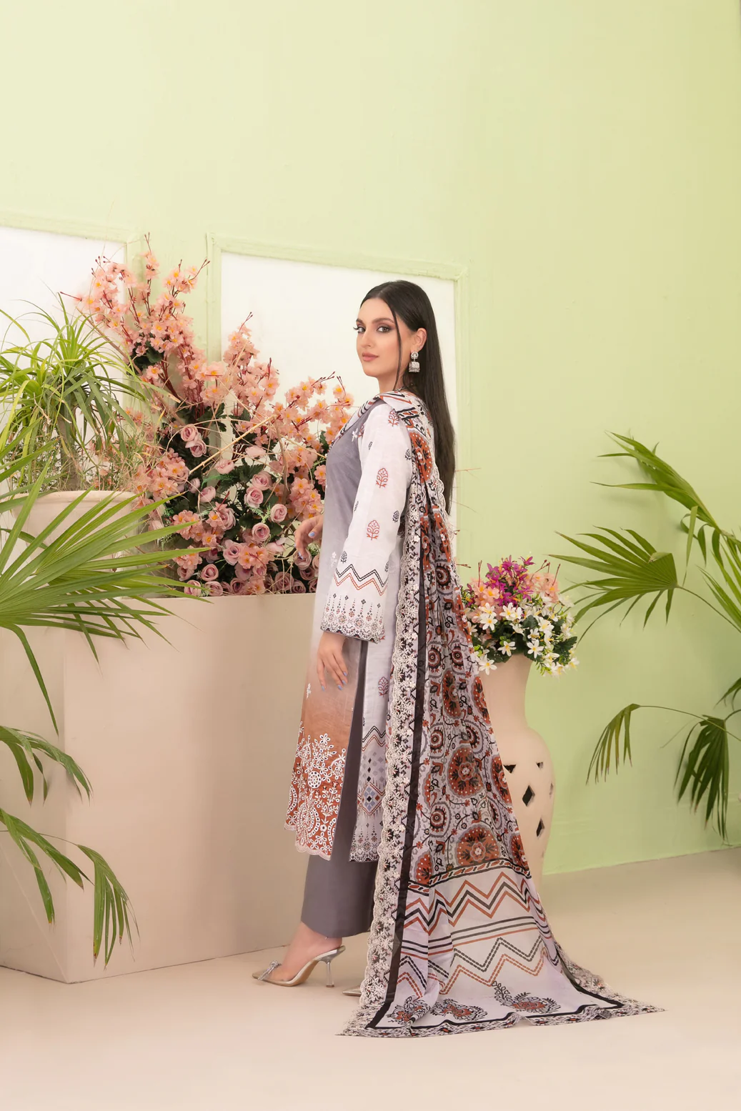 Kanza 3pcs Un-Stitched Emb Printed Lawn [D-2141] - Image 2