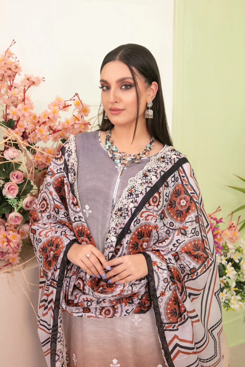 Kanza 3pcs Un-Stitched Emb Printed Lawn [D-2141] - Image 3