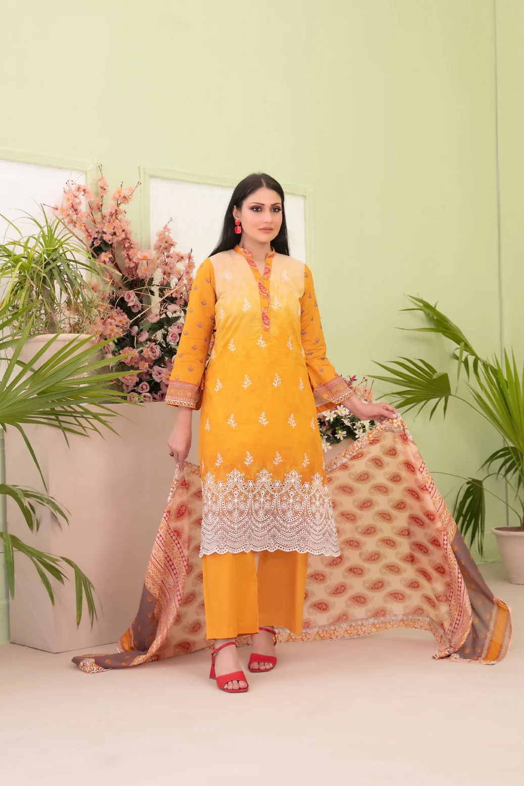 Kanza 3pcs Un-Stitched Emb Printed Lawn [D-2143]