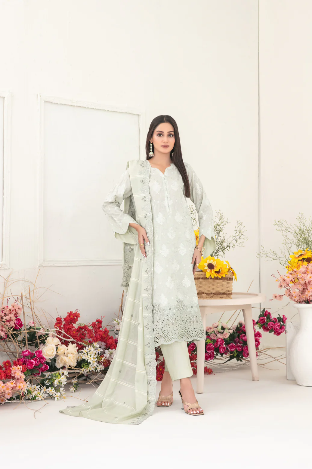 Maneli 3pcs Un-Stitched Emb Lawn [D-2237]