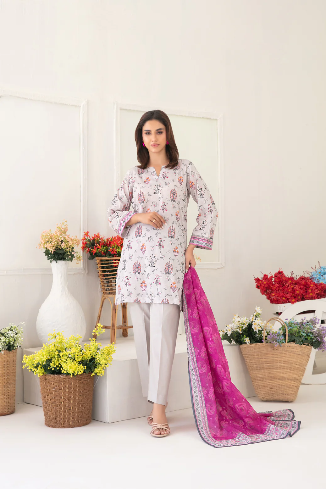 Mizna 3pcs Stitched Printed Lawn [D-2276]