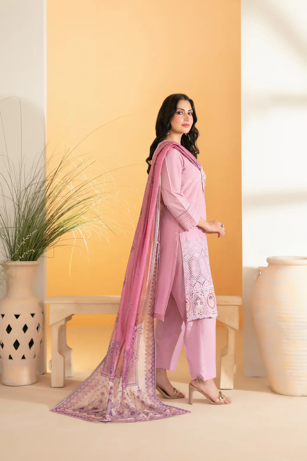 Dinara 3pcs Stitched Emb Schiffli Lawn [D-2290] - Image 2