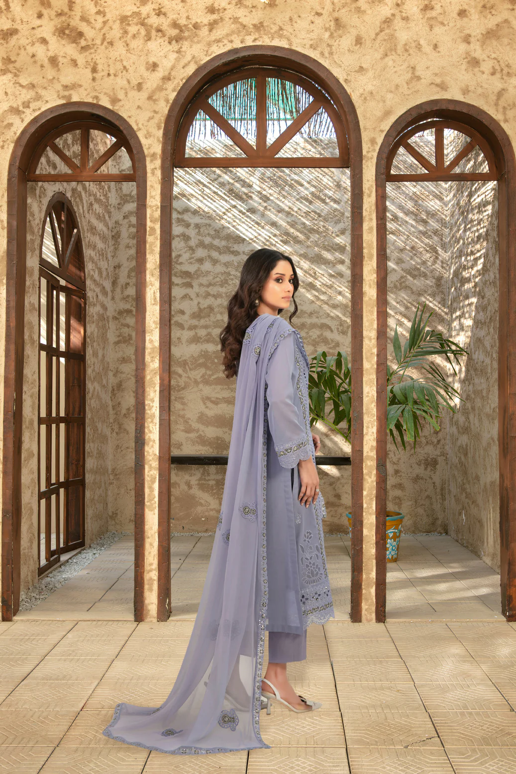 Arfiya 3pcs Un-Stitched Emb Swiss Lawn [D-2612] - Image 2