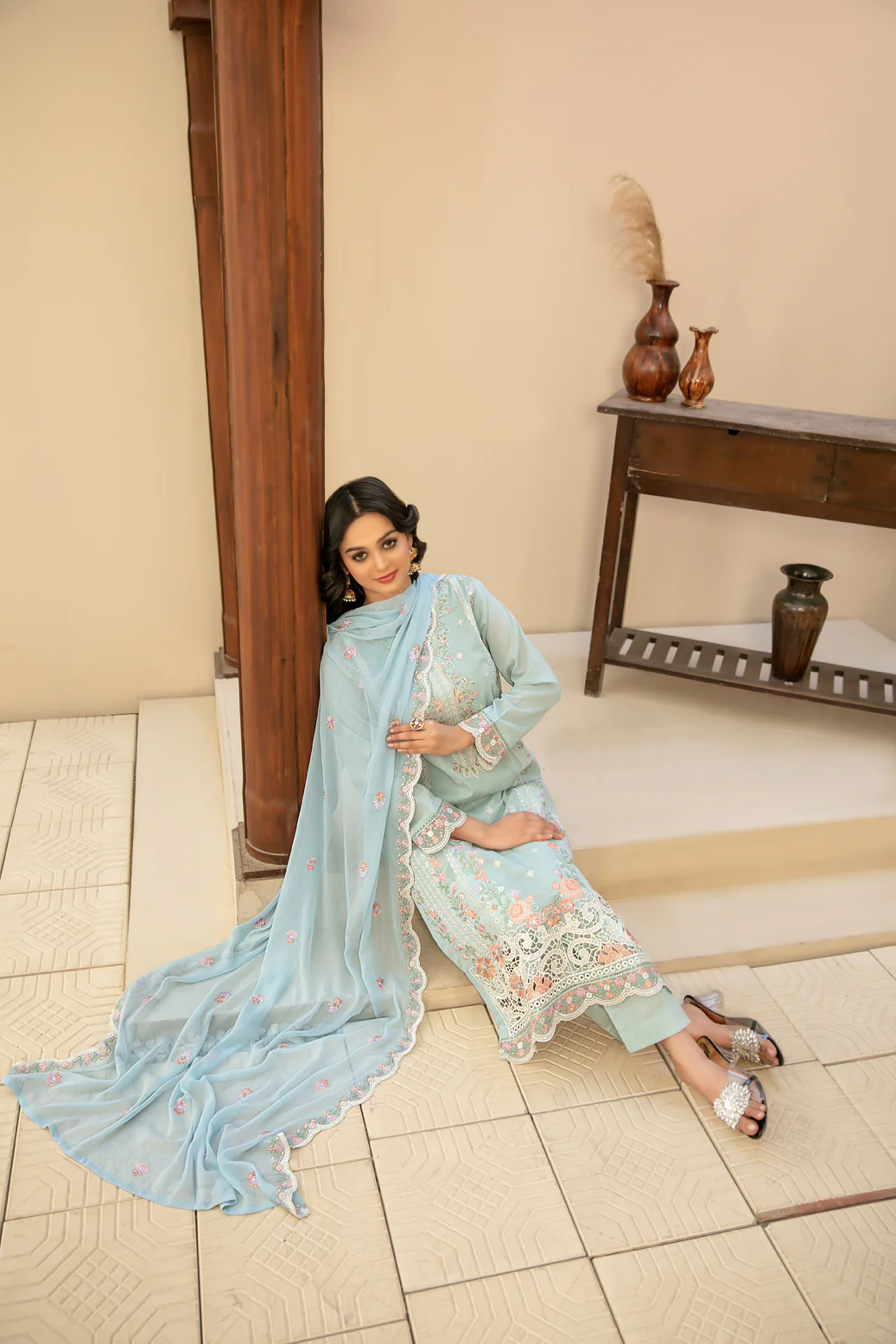 Arfiya 3pcs Un-Stitched Emb Swiss Lawn [D-2613] - Image 3