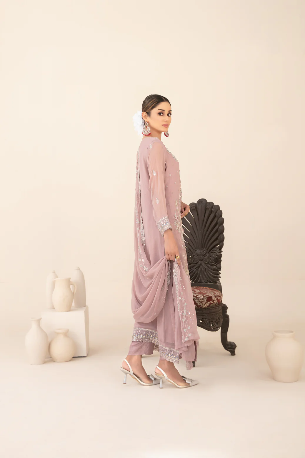Libaas-E-Ishq 3pcs Semi-Stitched Fancy Emb Chiffon [D-2734] - Image 2