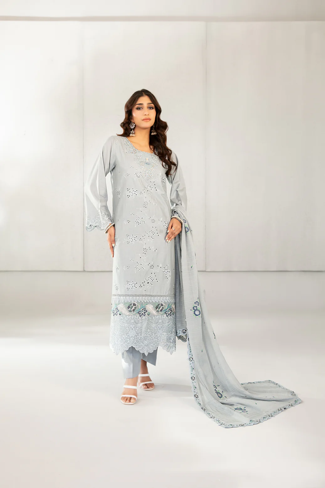 Azka 3pcs Stitched Emb Lawn [D-2827]
