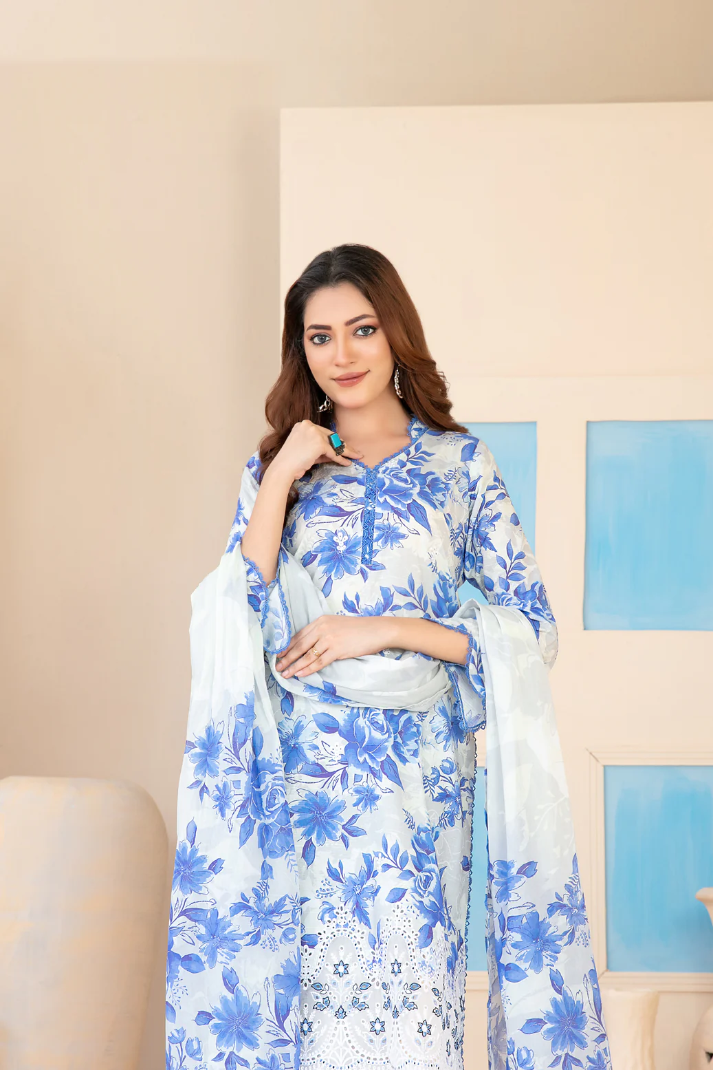 Elira 3pcs Un-Stitched Emb Printed Lawn [D-3020] - Image 3