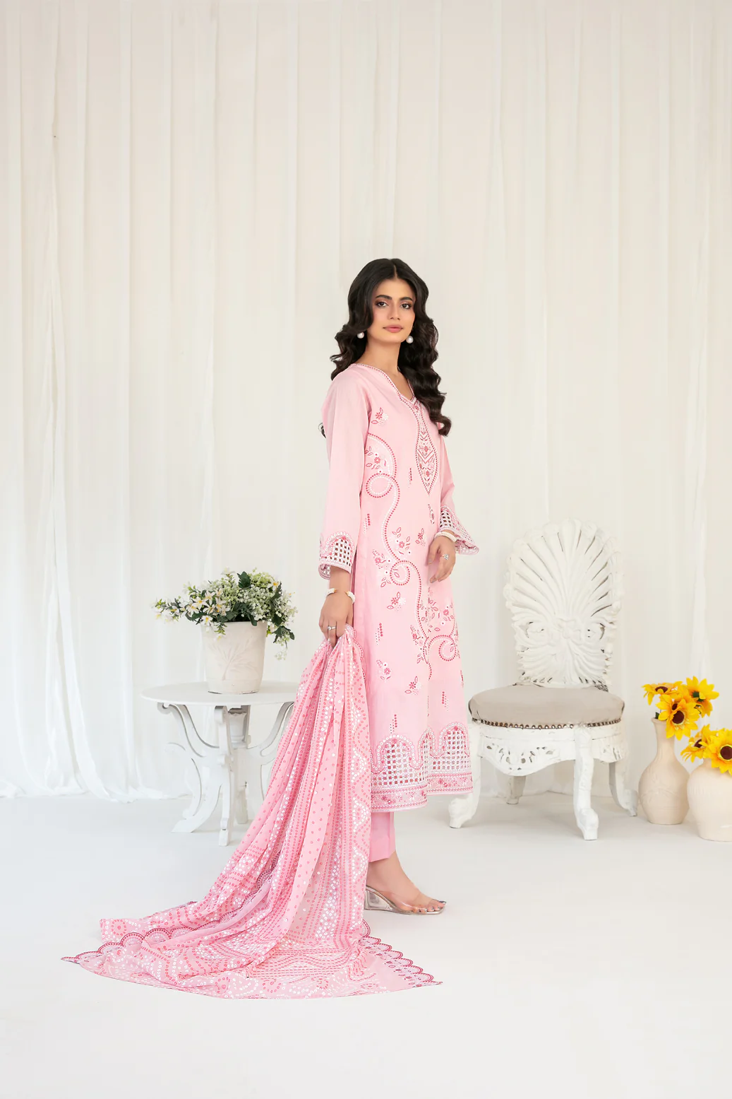 Heleia 3pcs Un-Stitched Emb Lawn [D-3024] - Image 2