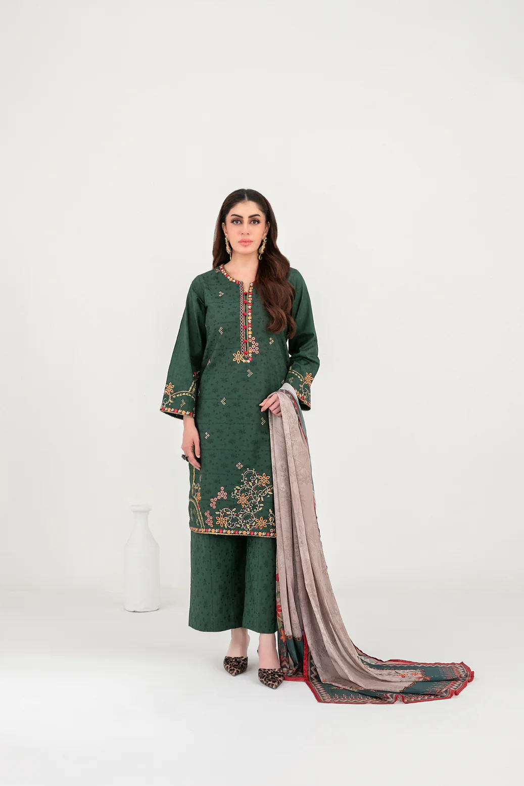 Dijaa Vol-1 Stitched Emb Cotton [D-3034]