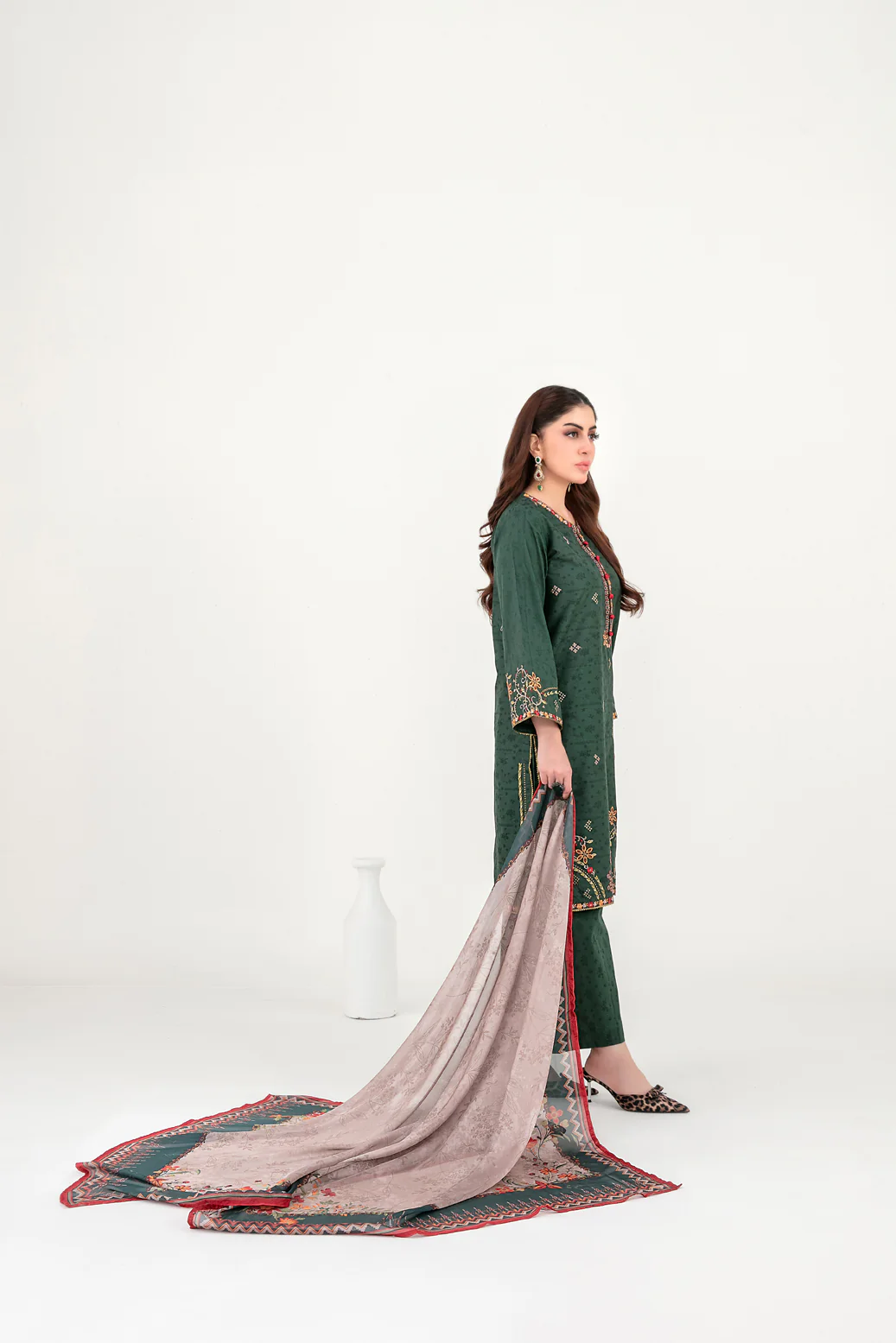 Dijaa Vol-1 Stitched Emb Cotton [D-3034] - Image 2