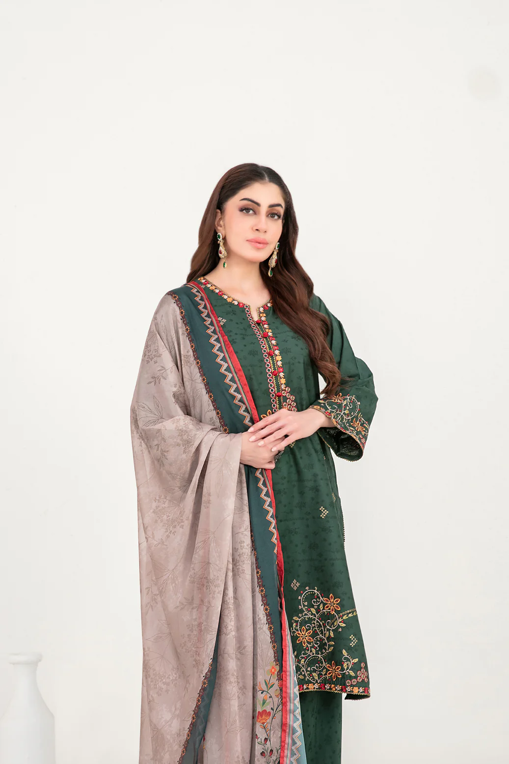 Dijaa Vol-1 Stitched Emb Cotton [D-3034] - Image 3