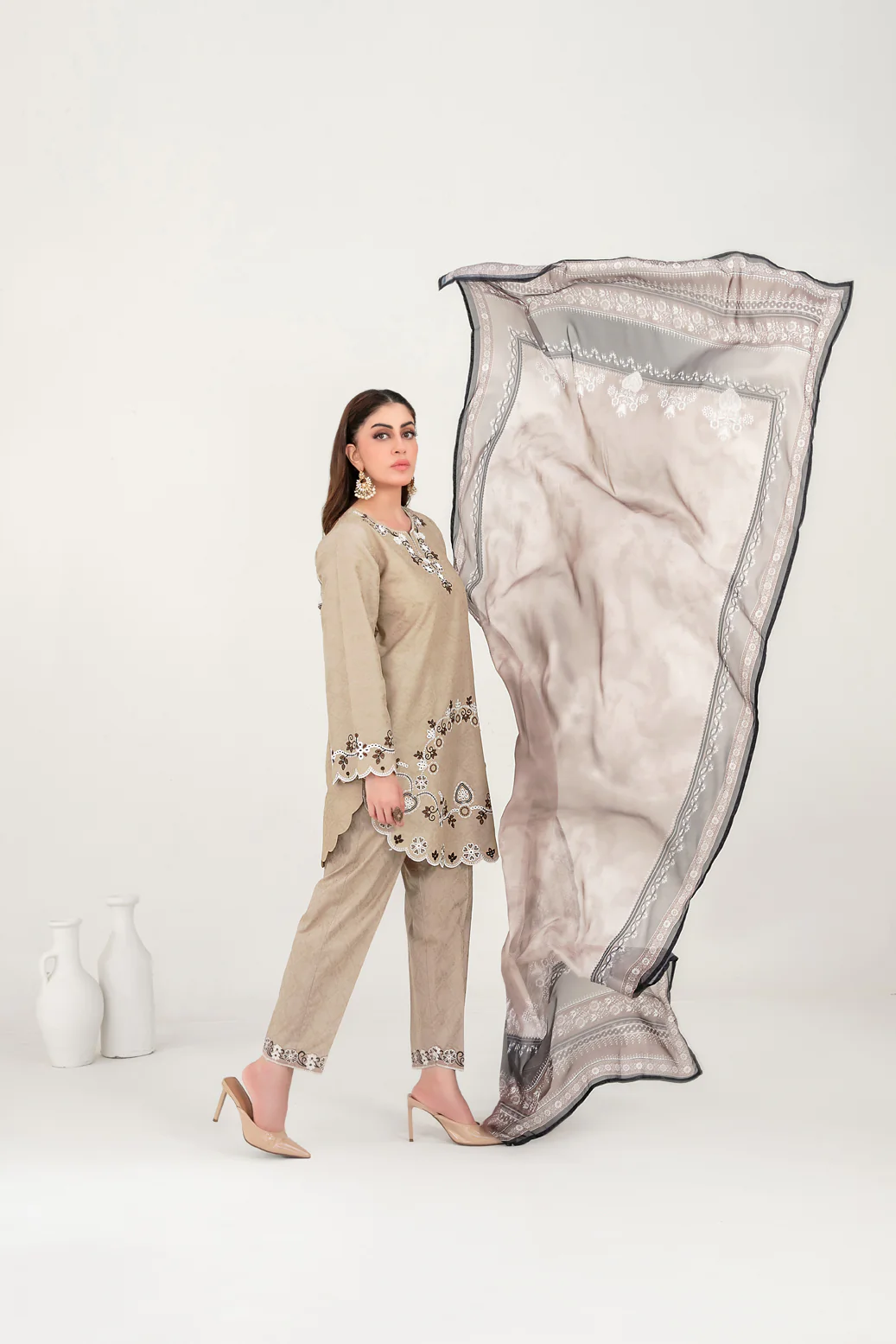 Dijaa Vol-1 Stitched Emb Cotton [D-3036] - Image 2