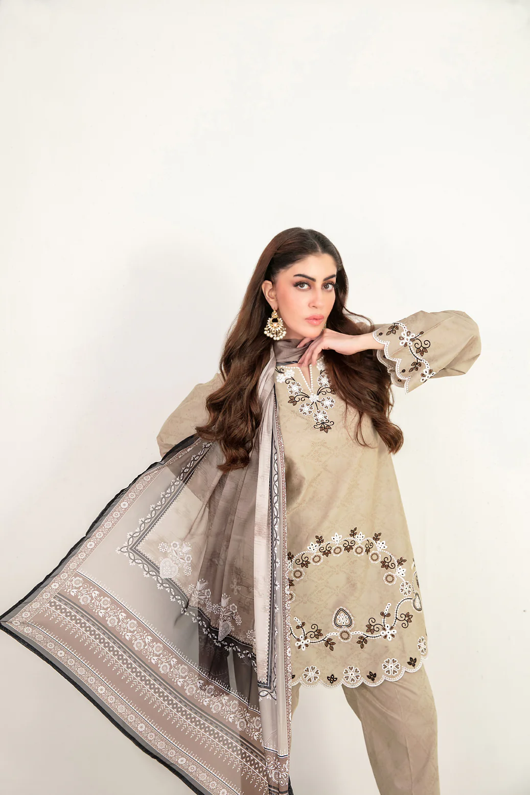 Dijaa Vol-1 Stitched Emb Cotton [D-3036] - Image 3