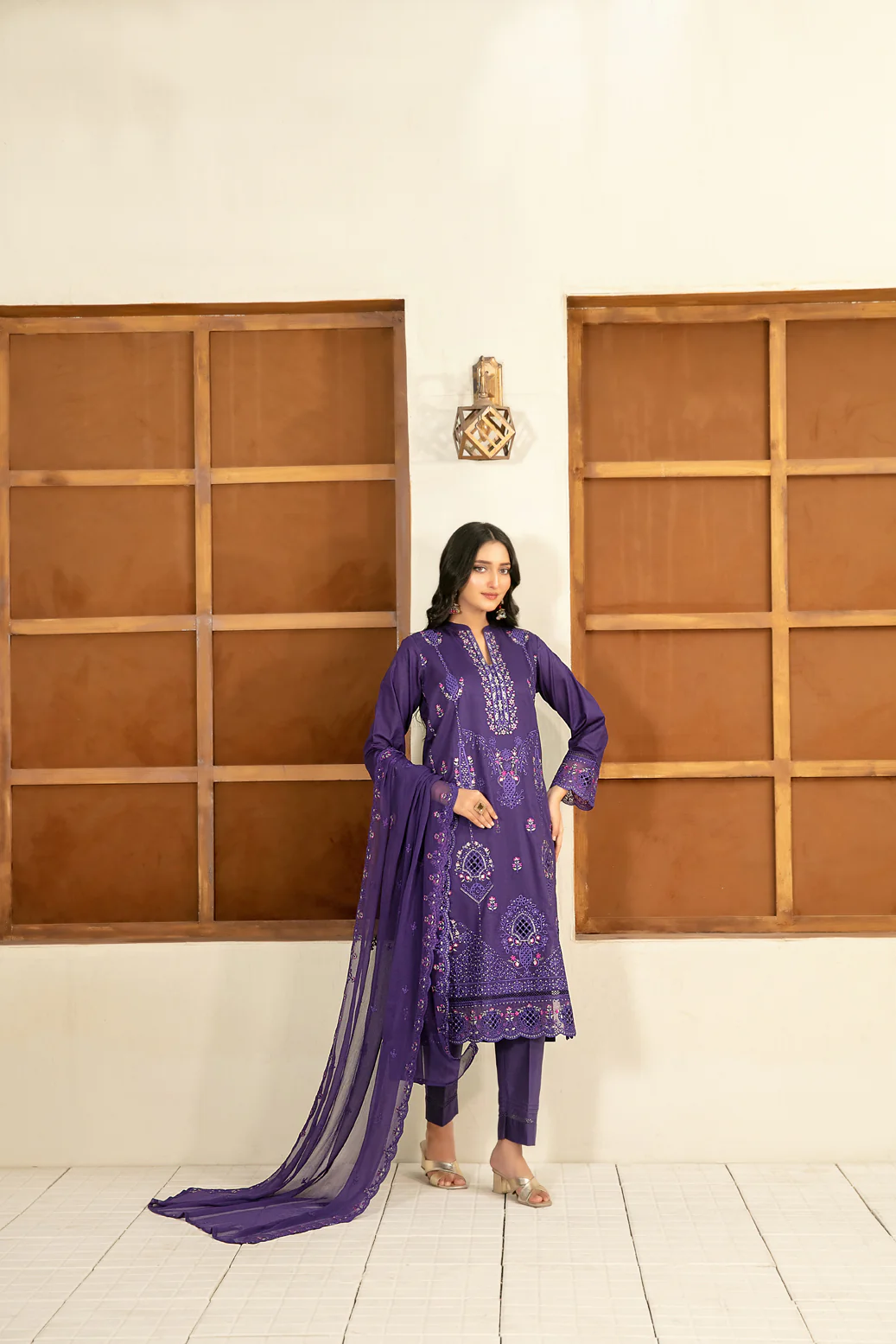 Zarla 3pcs Stitched Emb Lawn [D-3038]