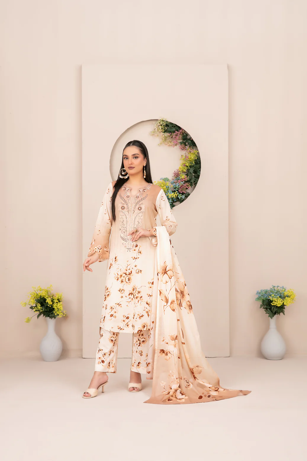 Malhar 3pcs Un-Stitched Emb Printed Lawn [D-3071]