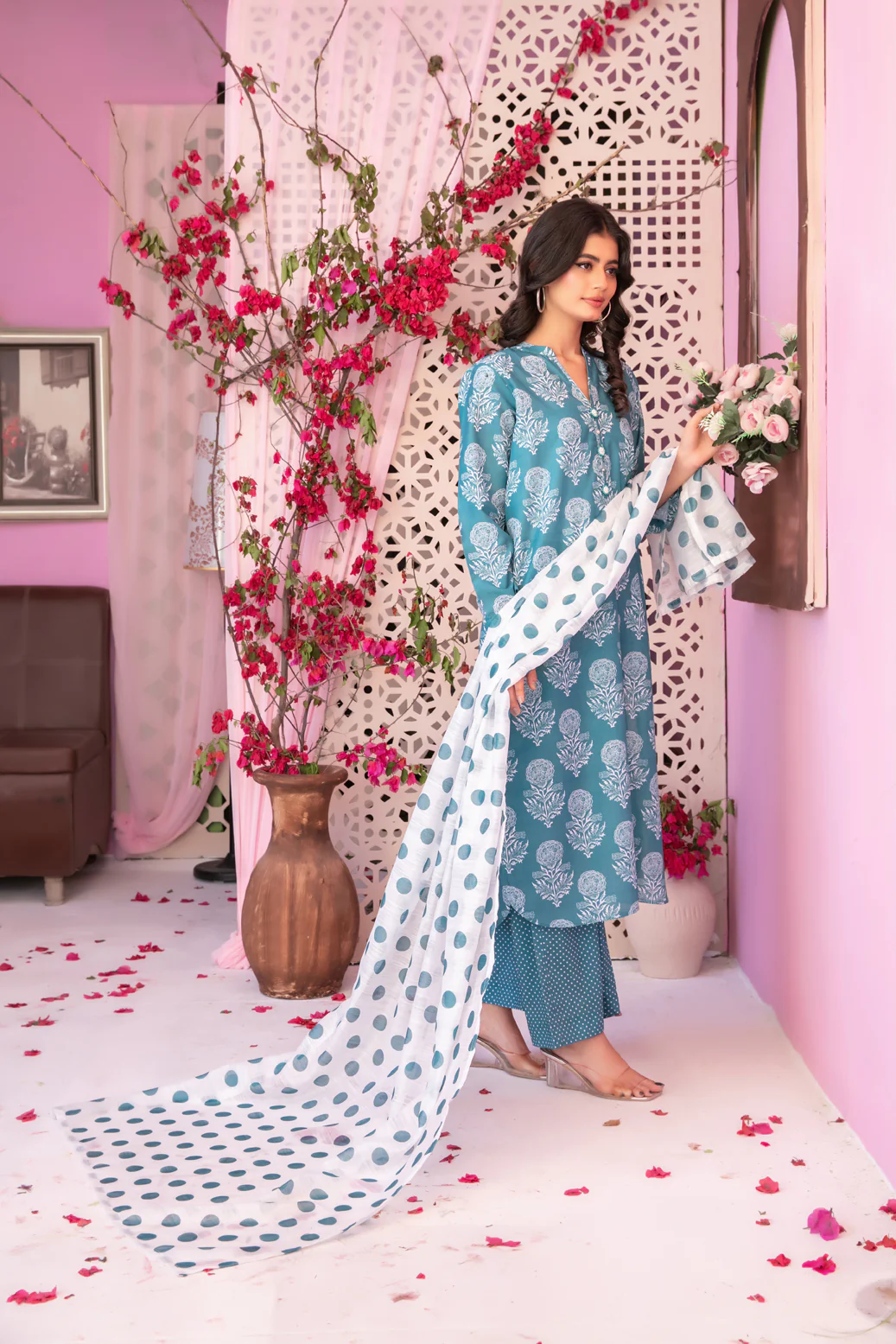 Cora 3pcs Stitched Printed Swiss Lawn [D-3107] - Image 2
