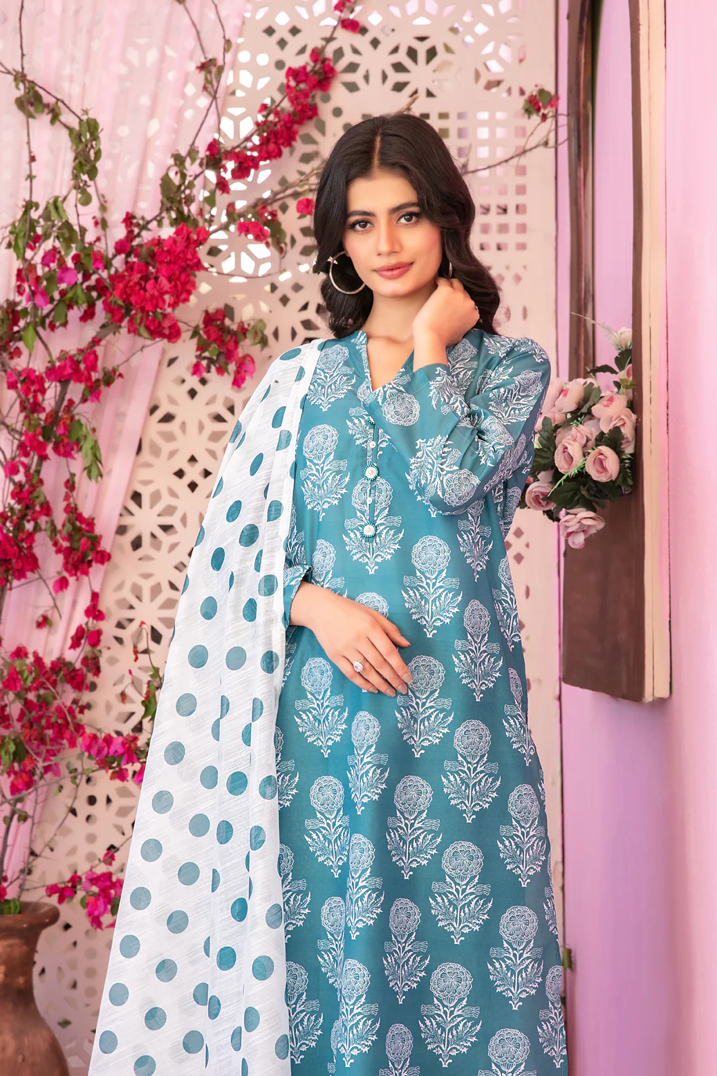 Cora 3pcs Stitched Printed Swiss Lawn [D-3107] - Image 3