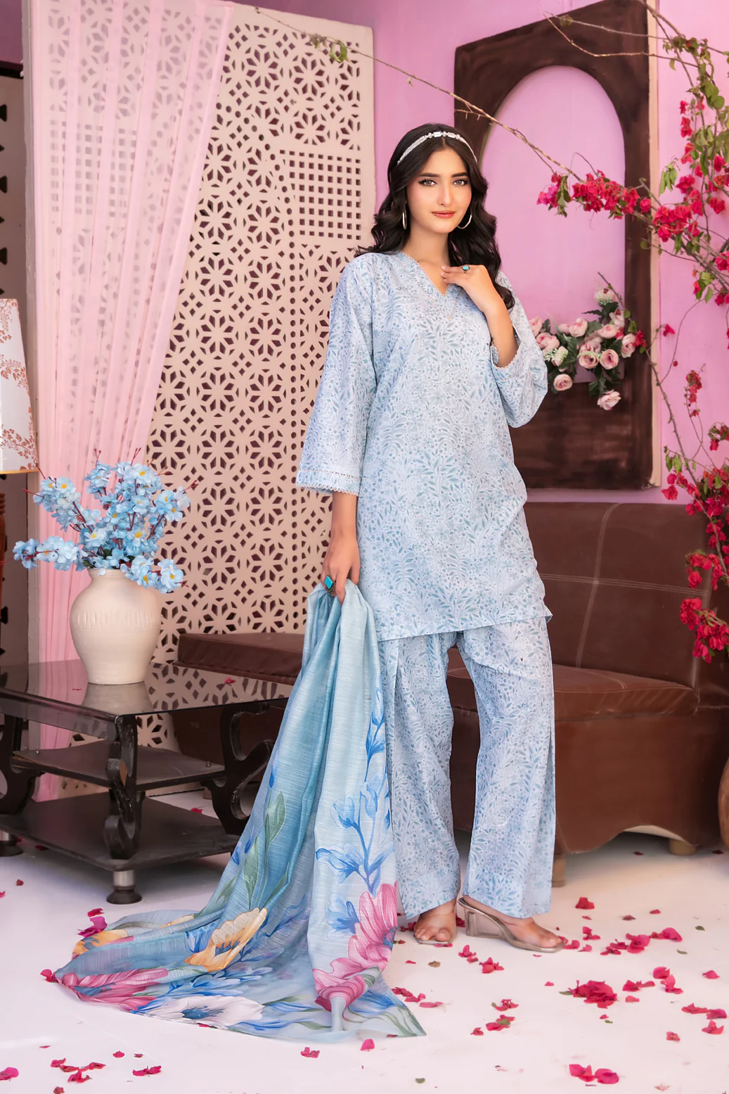 Cora 3pcs Stitched Printed Swiss Lawn [D-3115]