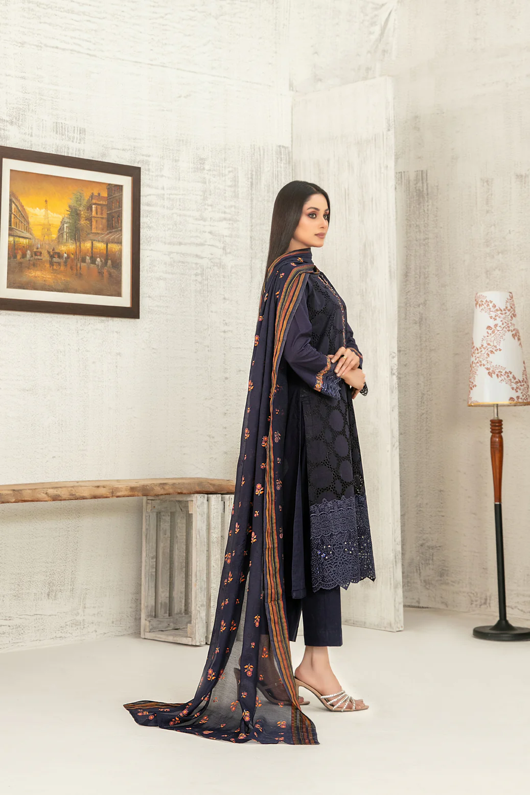 Hiranur 3pcs Semi-Stitched Emb Lawn [D-3197] - Image 2