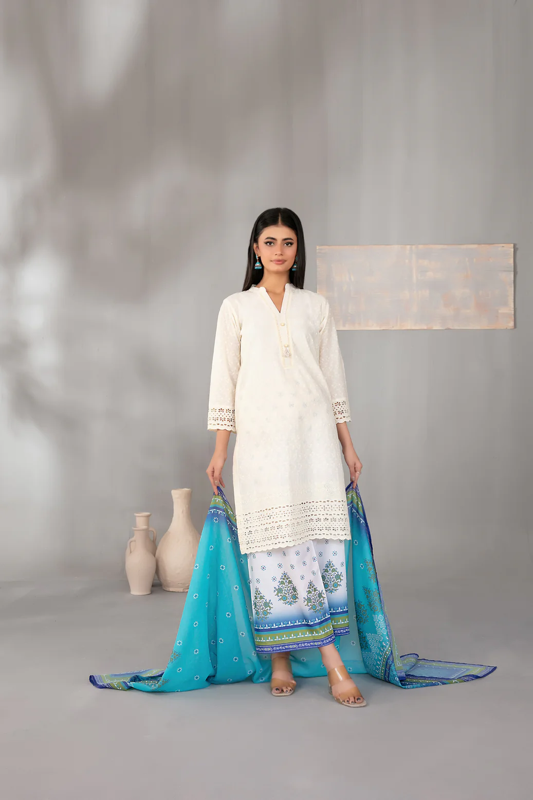 Lyel 3pcs Stitched Schiffli Emb Lawn [D-3203]