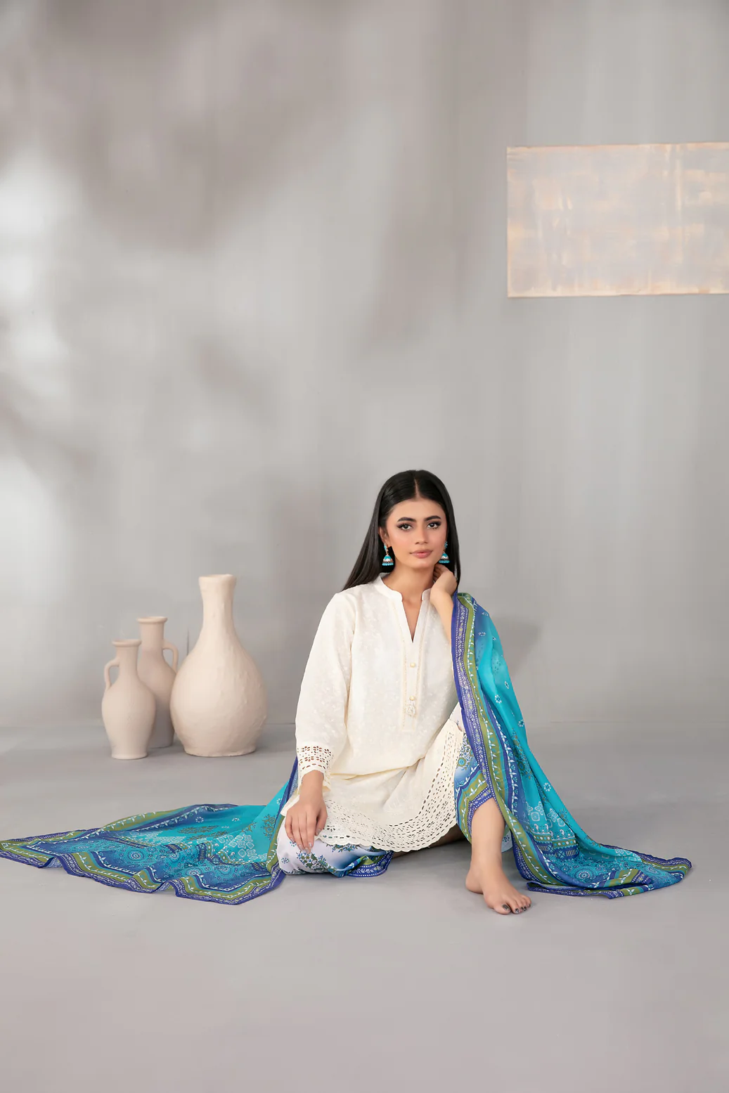 Lyel 3pcs Stitched Schiffli Emb Lawn [D-3203] - Image 3