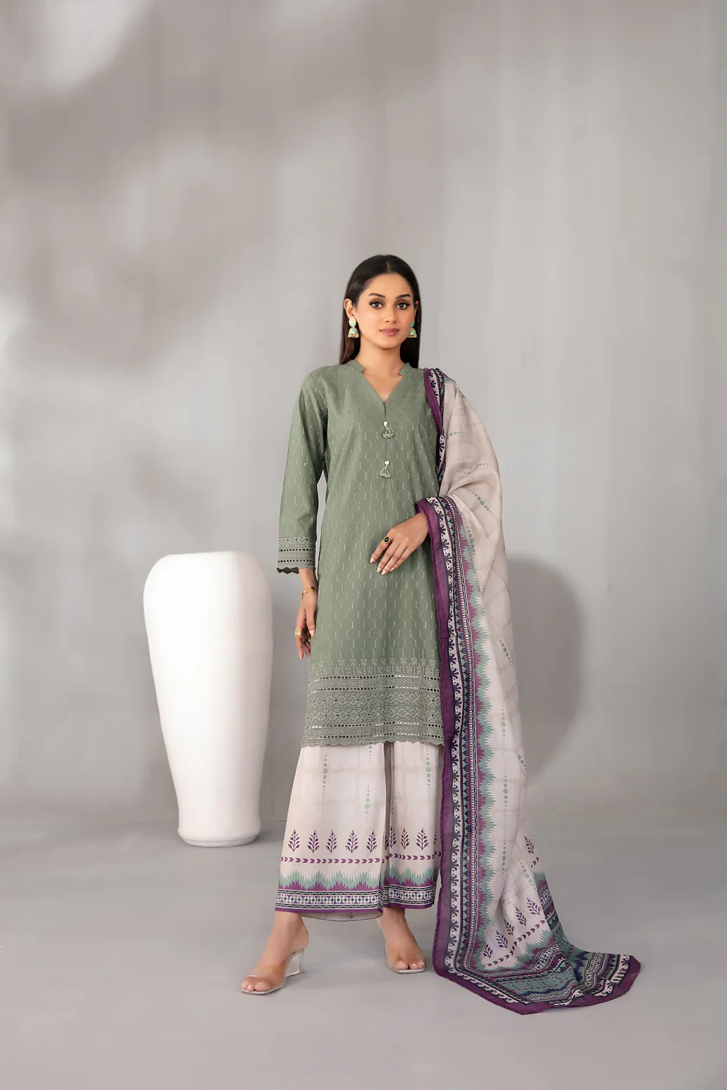 Lyel 3pcs Stitched Schiffli Emb Lawn [D-3204]